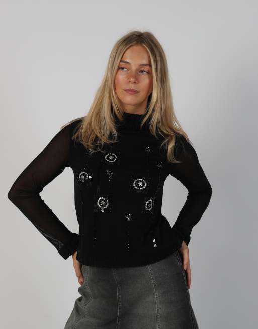 Vintage Joyx S mesh top in black, 3 of 4