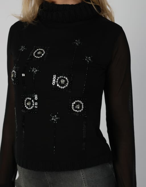 Vintage Joyx S mesh top in black, 4 of 4