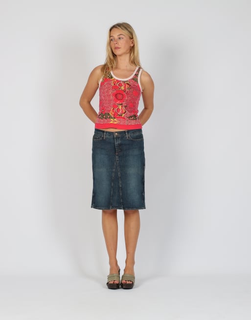 Vintage Just Cavalli S denim midi skirt in blue | ASOS