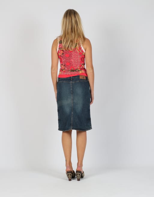 Vintage Just Cavalli S denim midi skirt in blue, 3 of 4