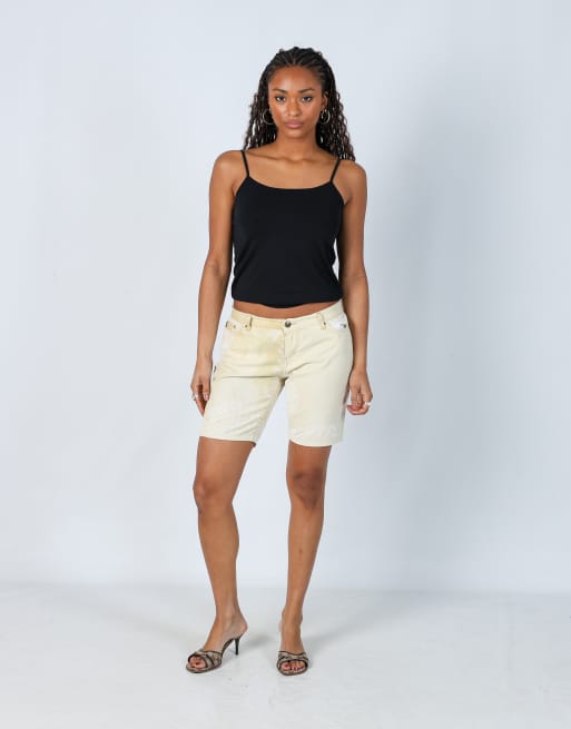 Vintage Just Cavalli S denim shorts in tan