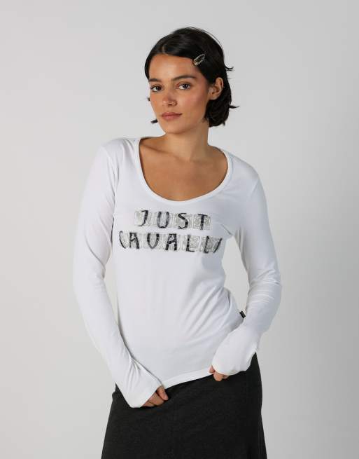 Vintage Just Cavalli S long sleeve top in white, 1 of 4