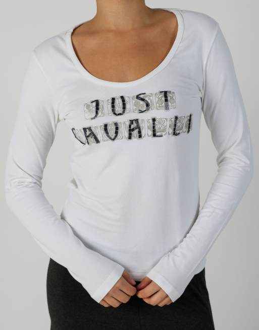 Vintage Just Cavalli S long sleeve top in white, 4 of 4