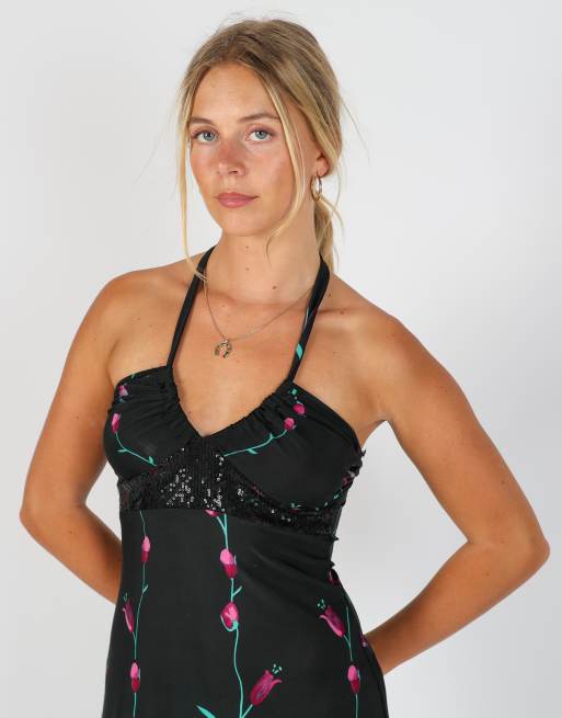 Vintage Just For U S woven midi dress in black, 2 of 4