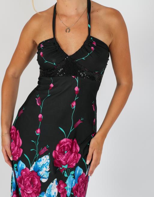 Vintage Just For U S woven midi dress in black, 4 of 4