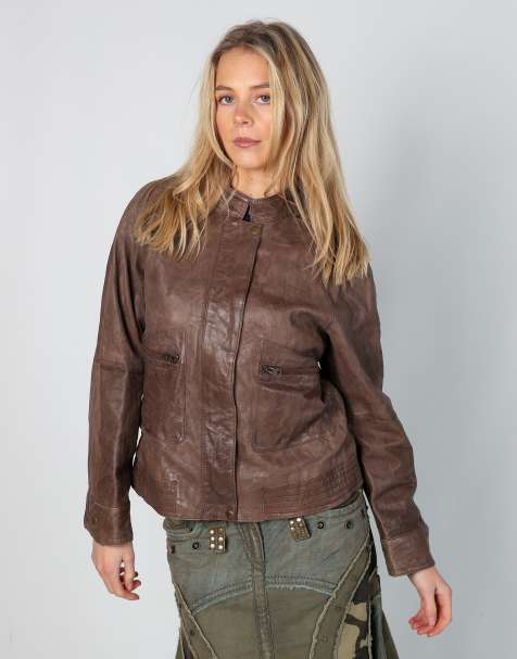 Vintage Just Urban L leather jacket in brown - view 1