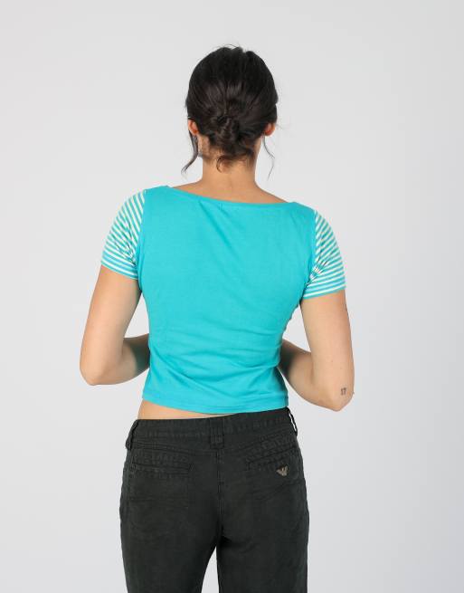 Vintage Kaily S baby tee in turquoise, 2 of 4
