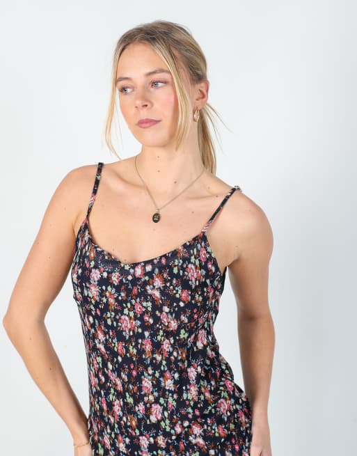 Vintage Kalamton M printed woven midi dress in navy blue, 2 of 4
