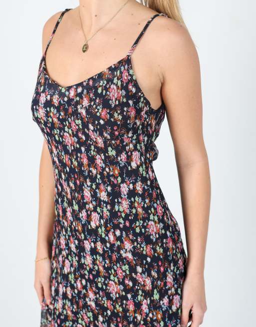 Vintage Kalamton M printed woven midi dress in navy blue, 4 of 4
