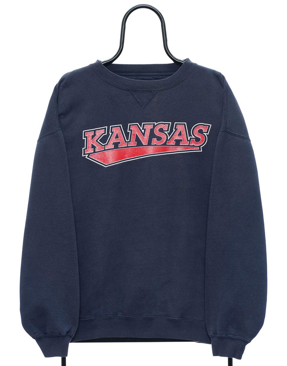 Vintage Kansas Jayhawks Size XL Sweat-shirt Graphic In Navy