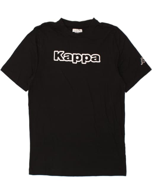 Vintage Kappa Size M Graphic T-Shirt Top in Black