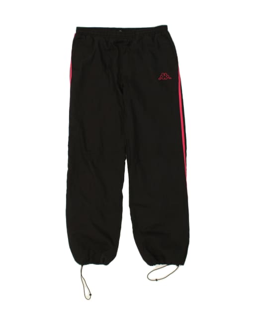 Vintage Kappa Size M Tracksuit Trousers in Black