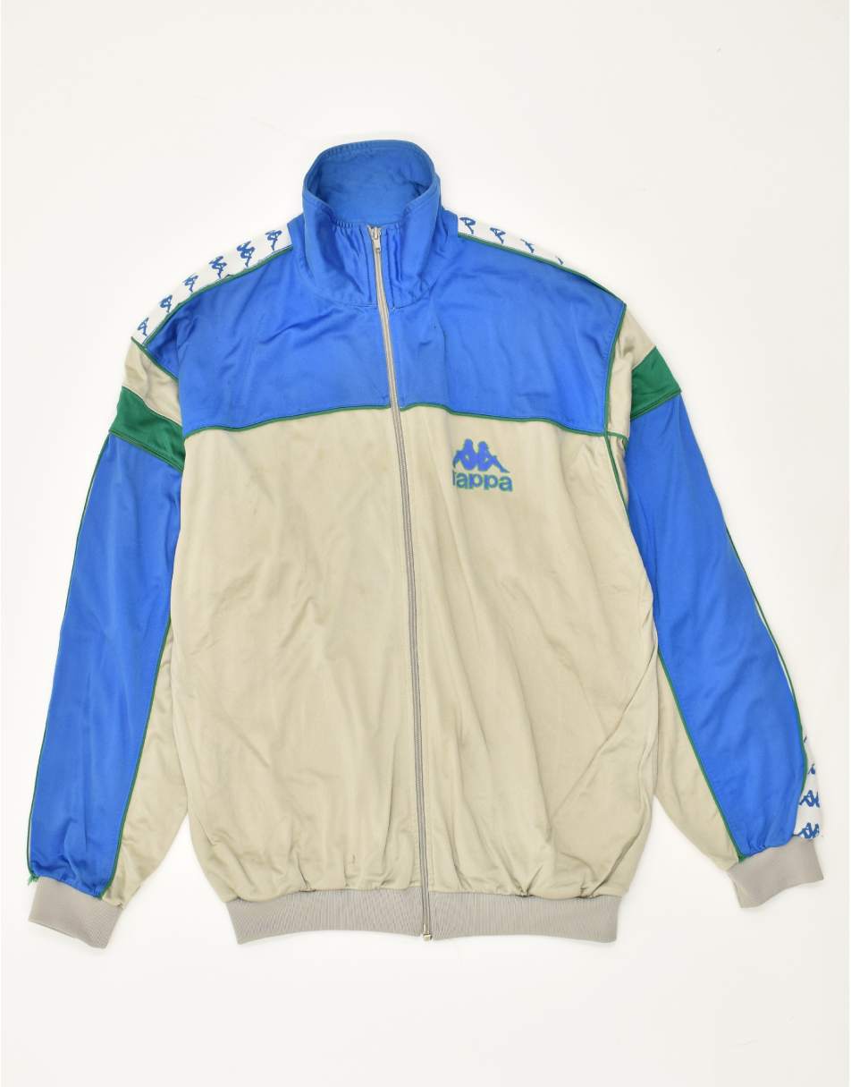 Vintage Kappa Size XL Colourblock Tracksuit Top Jacket in Grey