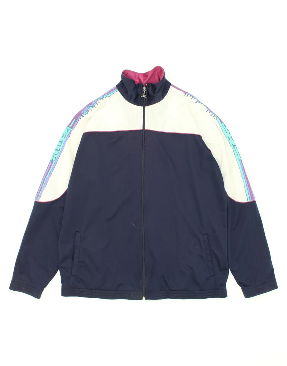 Vintage Kappa Size XL Colourblock Tracksuit Top Jacket in Navy Blue