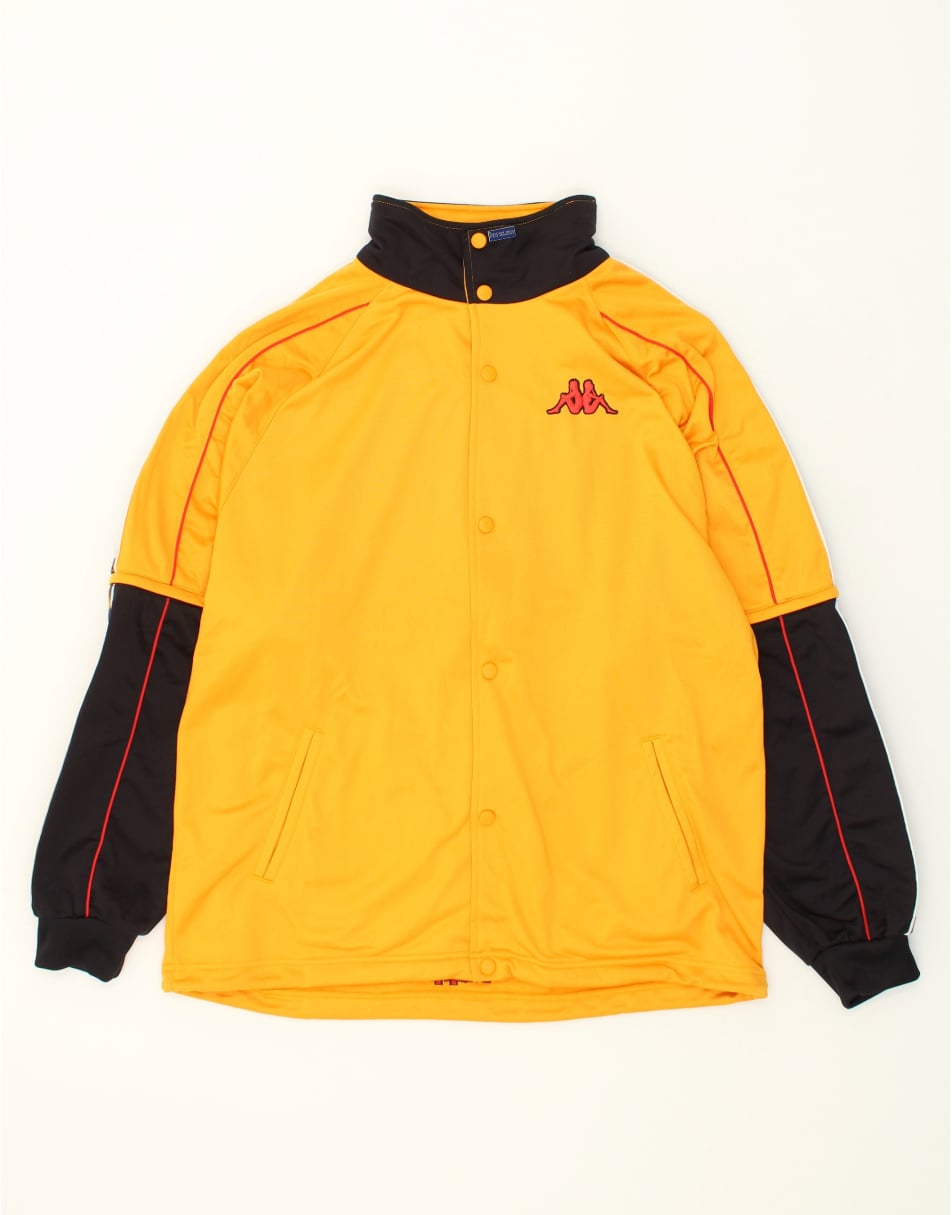 Vintage Kappa Size XL Colourblock Tracksuit Top Jacket in Yellow