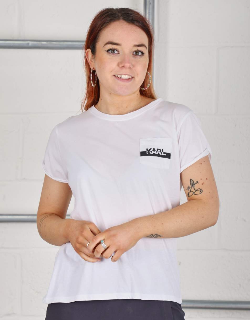 Vintage Karl Lagerfeld Size L logo crewneck t-shirt in white