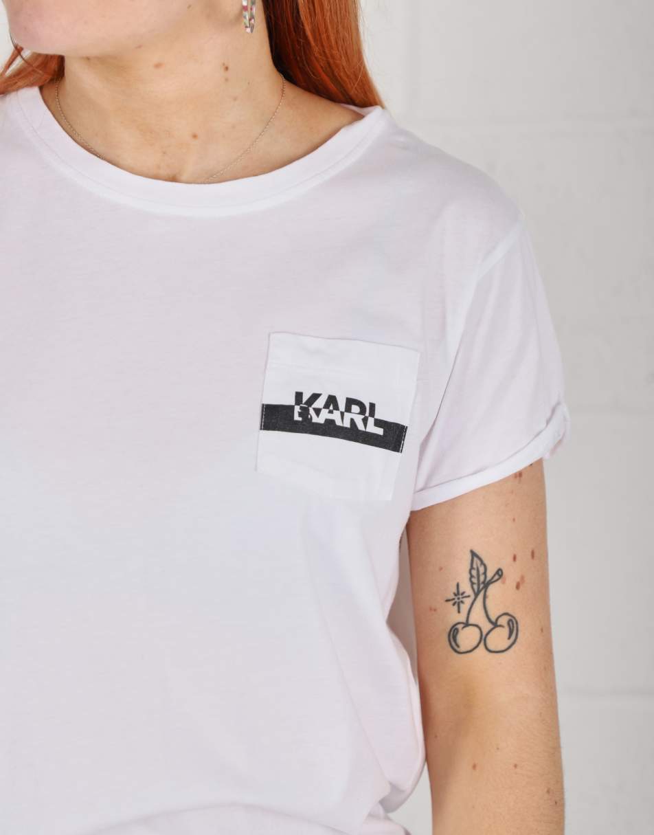 Vintage Karl Lagerfeld Size L logo crewneck t-shirt in white 1