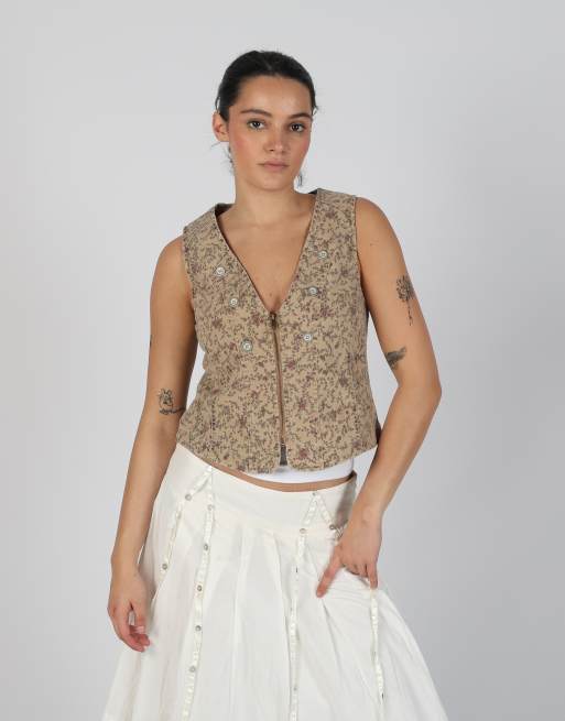 Vintage Kenny S 12 denim waistcoat in tan
