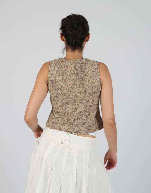 Vintage Kenny S 12 denim waistcoat in tan, 2 of 4