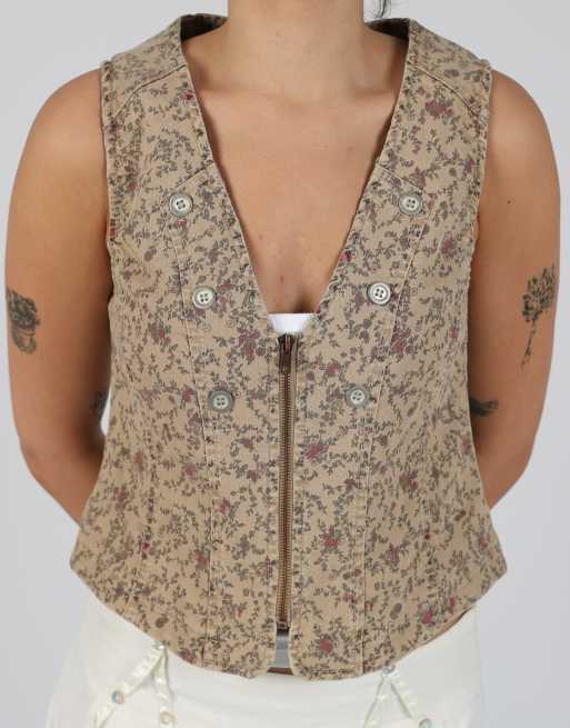 Vintage Kenny S 12 denim waistcoat in tan, 4 of 4