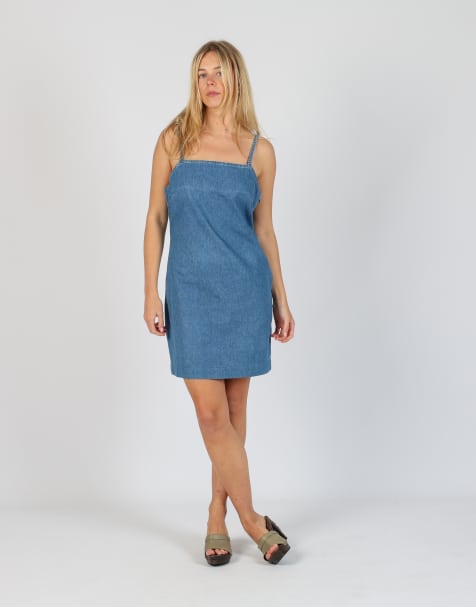 Vintage Kente M denim midi dress in blue - view 1