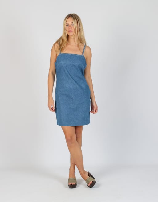 Vintage Kente M denim midi dress in blue
