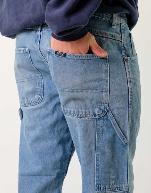 Vintage KEY 33x32 Denim Carpenter Baggy Jeans Blue