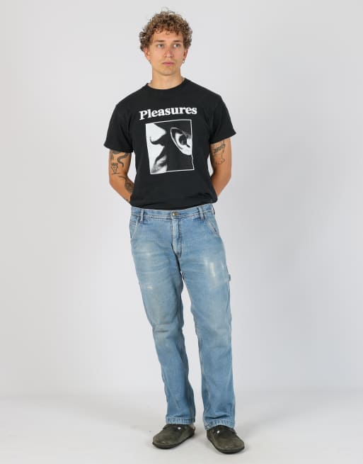 Vintage KEY 34x32 denim carpenter jeans in light blue