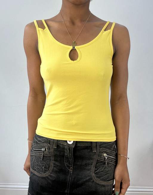 Vintage keyhole top in yellow
