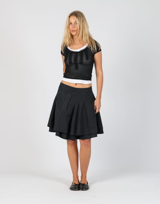 Vintage Killah L woven midi skirt in black