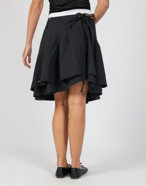 Vintage Killah L woven midi skirt in black, 2 of 4