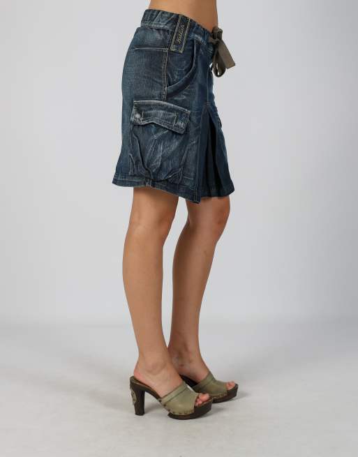 Vintage Killah M denim midi skirt in blue, 2 of 4