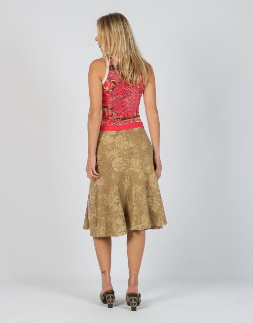 Vintage King Kong S woven midi skirt in tan, 3 of 4