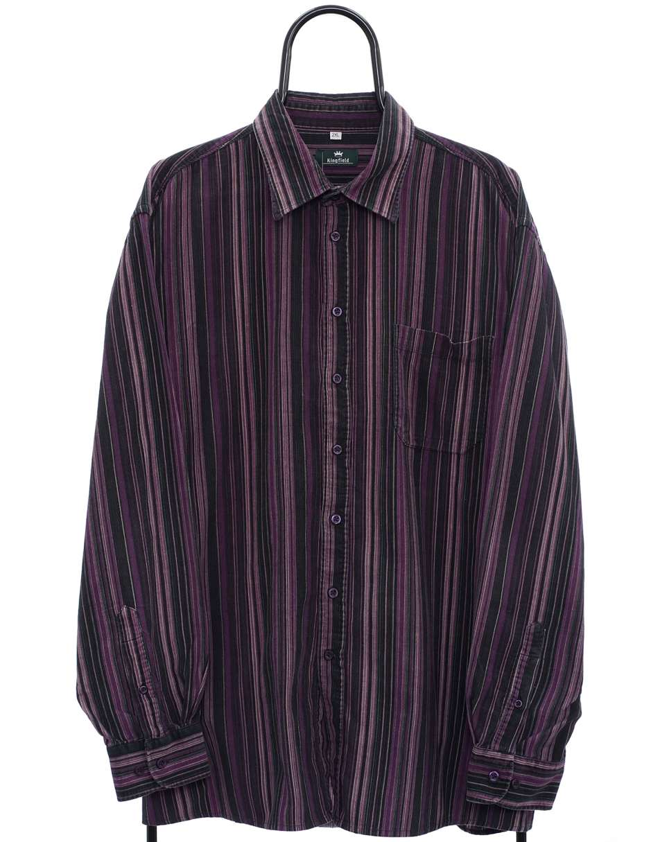 Vintage Kingfield Size XXL Shirt Corduroy Striped In Purple