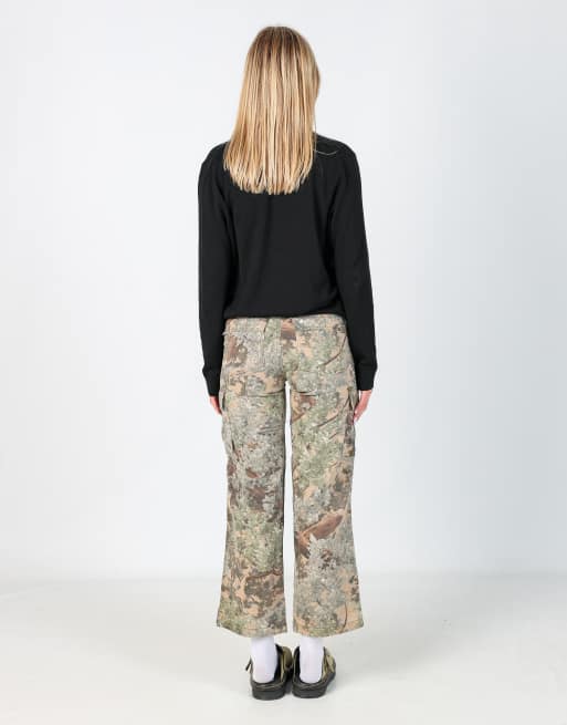 Vintage King's Camo 28x28 woven cargo pants in brown, 3 of 4