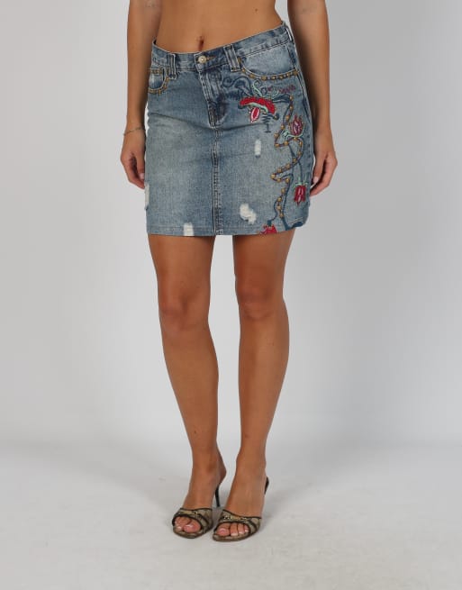 Vintage Kiss Miss S denim mini skirt in blue, 2 of 4