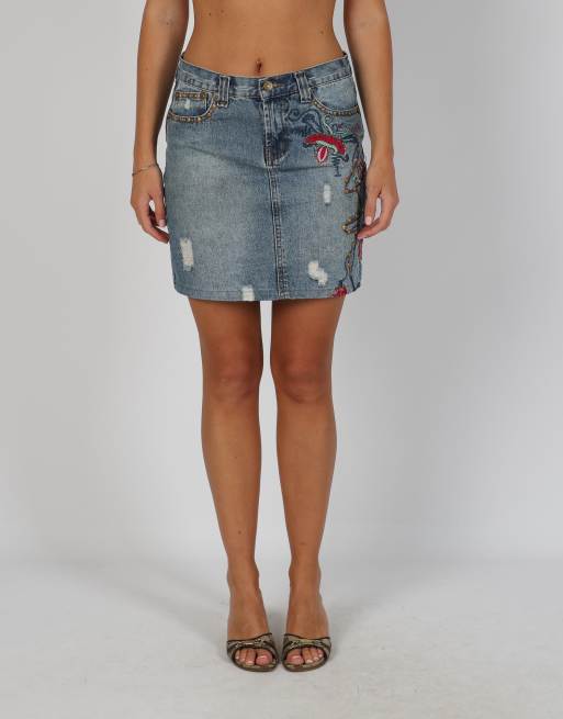 Vintage Kiss Miss S denim mini skirt in blue, 3 of 4