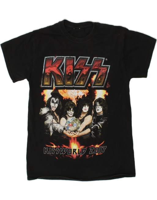 Vintage Kiss Size M Graphic T-Shirt Top in Black