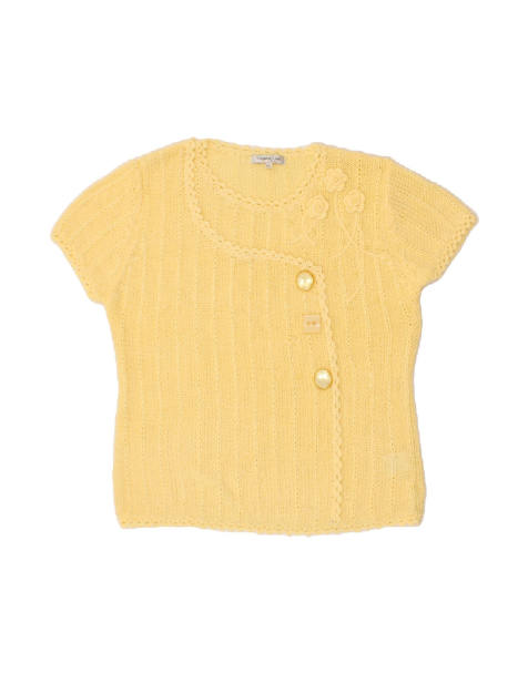 Vintage Knit Blouse Top UK 14 Medium In Yellow Floral - view 1