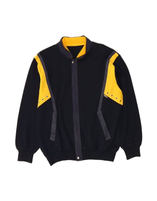 Vintage Knit Bomber Jacket It 50 Large In Blue Colourblock