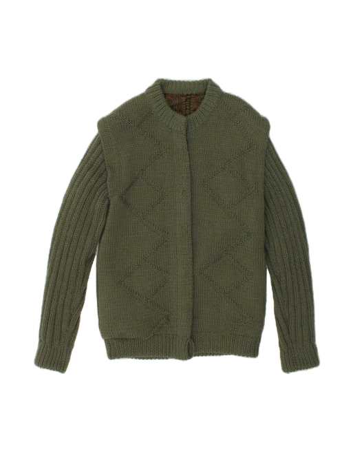 Vintage Knit Bomber Jacket UK 14 Medium In Green