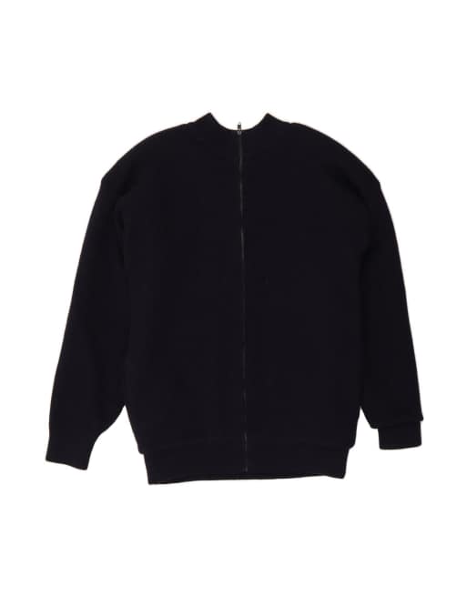 Vintage Knit Bomber Jacket UK 36 Small In Blue