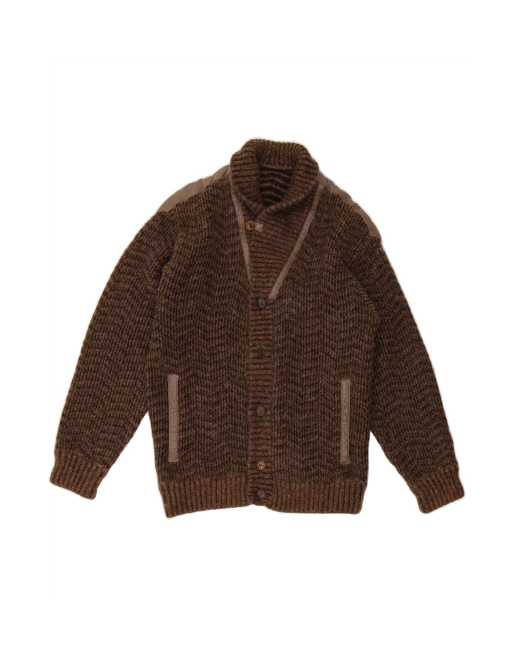Vintage Knit Bomber Jacket UK 36 Small In Brown Wool