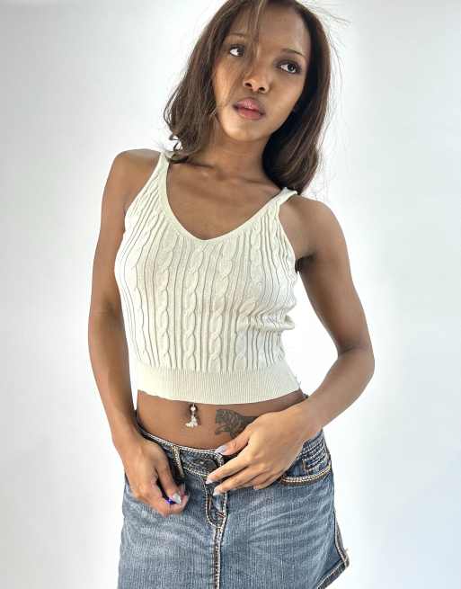 Vintage knit cami top in cream