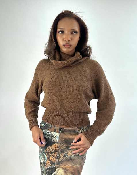 Vintage knit jumper in brown - view 1