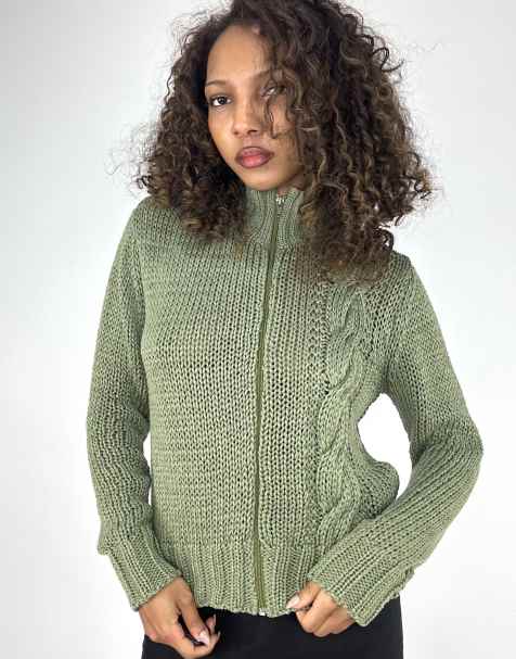 Vintage knit jumper in khaki - view 1