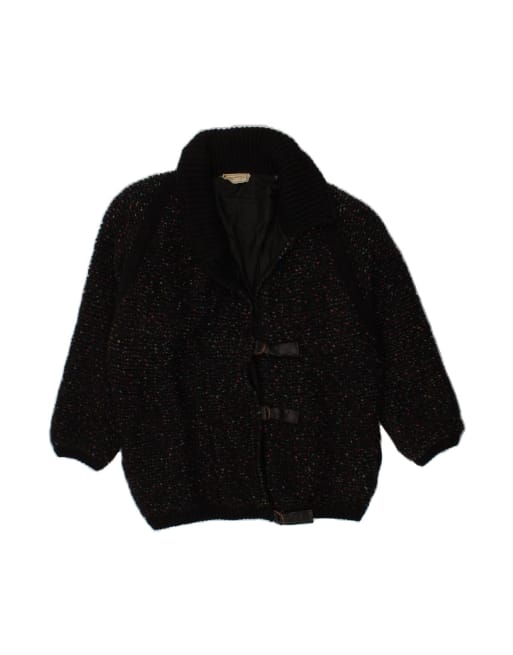 Vintage Knit Overcoat UK 18 XL In Black Flecked