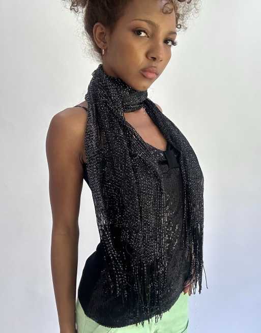 Vintage knit scarf in black