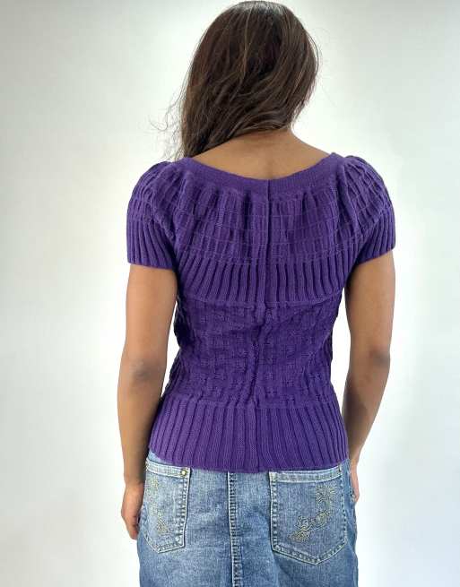 Vintage knit top in purple, 2 of 4