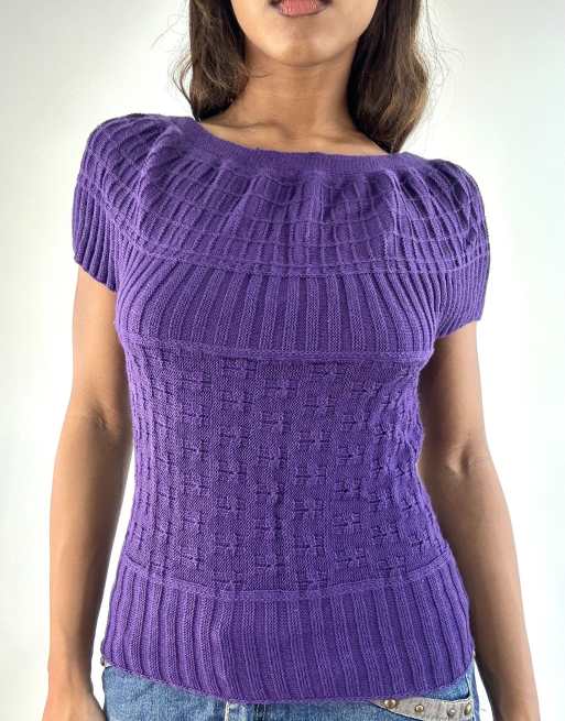 Vintage knit top in purple, 3 of 4